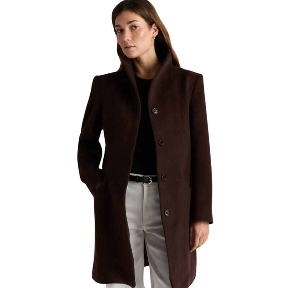 NWOT Quince Women's Medium Mod Italian Wool Cashmere Cocoon Coat Dark Chocolate